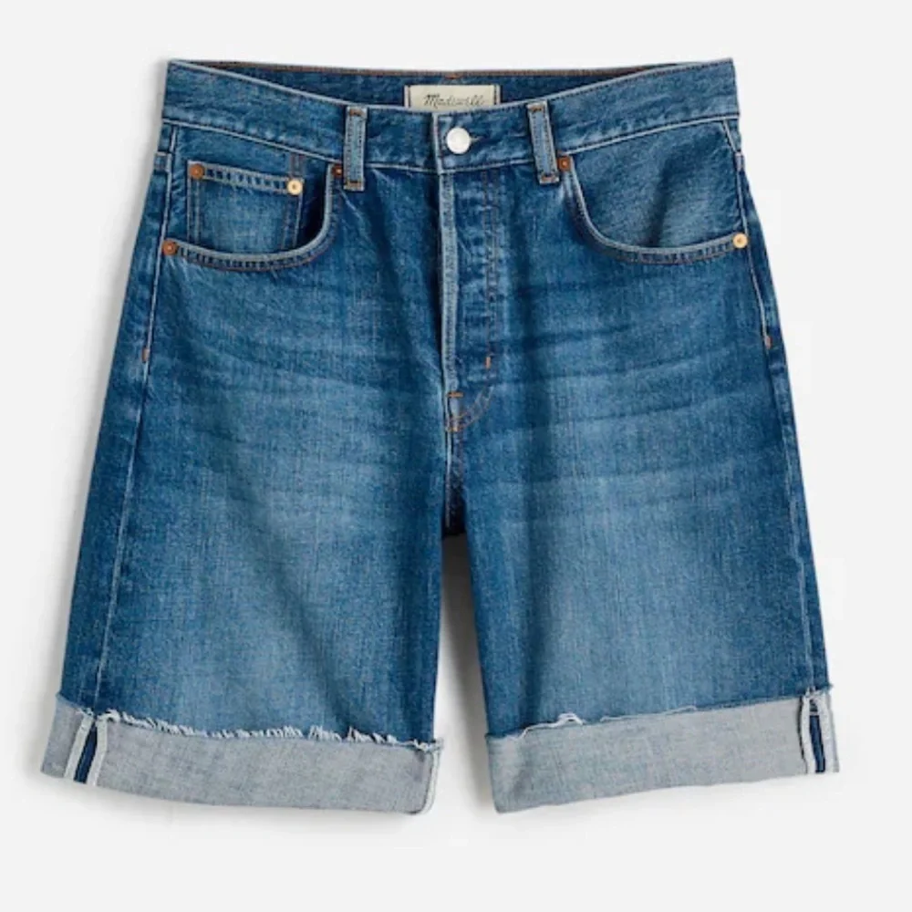 Madewell mifflin wash Long Baggy Cuffed Jean Shorts in Mifflin Wash
